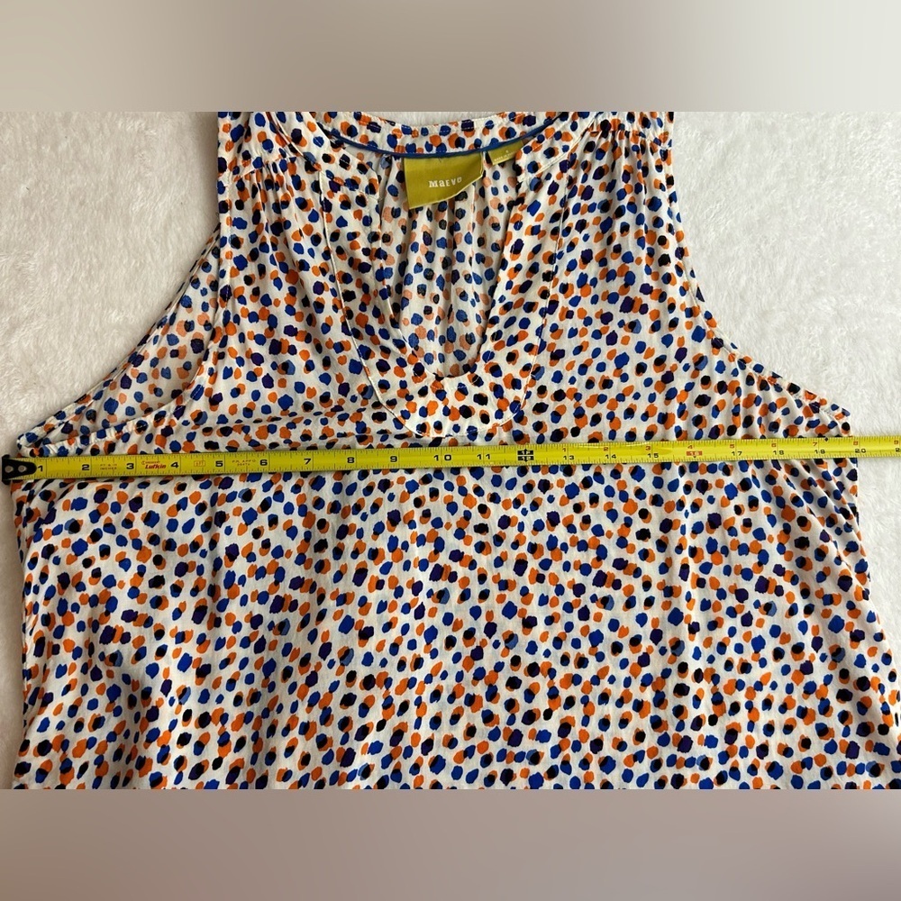 Maeve Polka Dot Sleeveless Flowing V-neck Blouse in Orange and Purple Size 6 - Picture 7 of 9